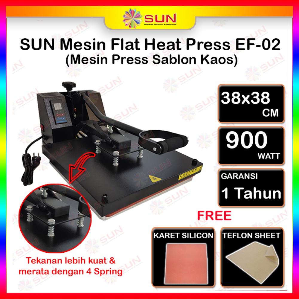 Jual Mesin Press Sablon Kaos Sun 38x38 High Pressure Alas Aluminium