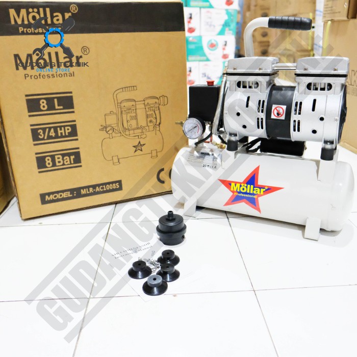 Jual Mesin Kompresor Tanpa Oli 3/4 HP Kapasitas 8 Liter MLR-AC1008S ...