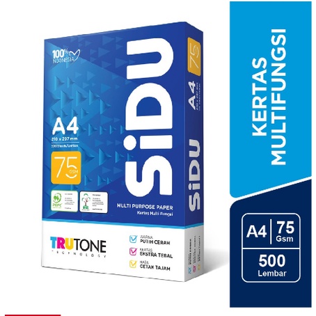 Jual Kertas HVS A4 70 Gram 1 Rim - 500 Lembar AONE Paper dan SIDU 75GSM ...