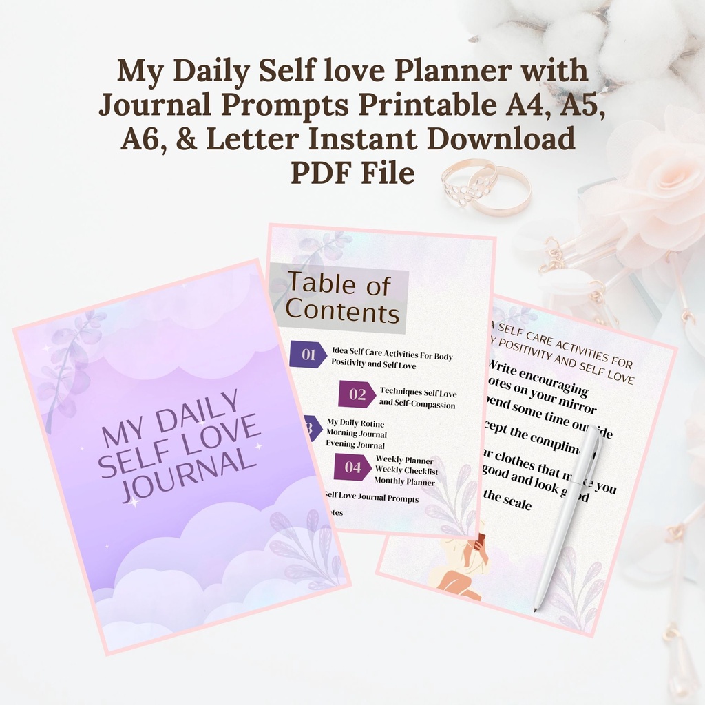 Jual Inserts My Daily Self love Planner with Journal Prompts Printable ...
