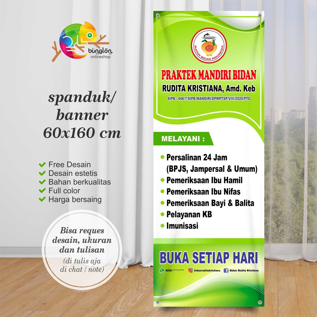 Jual Spanduk Banner Praktek Mandiri Bidan Hijau Shopee Indonesia