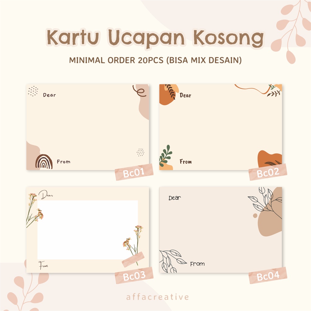 Jual MINIMAL 20pcs | Kartu Ucapan Kosong Hadiah | Blank Gift Card ...