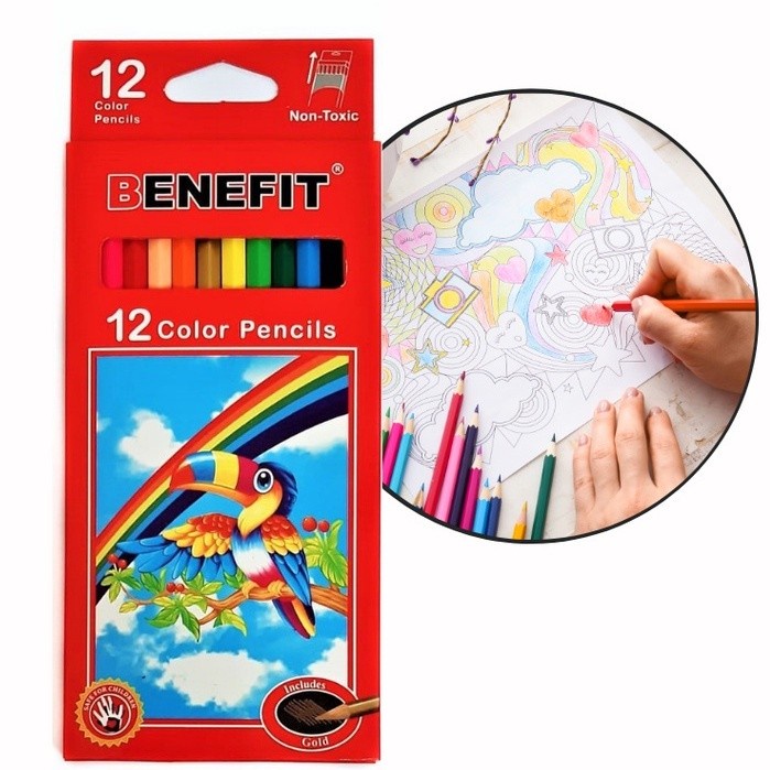 Jual Ori Pensil Warna Isi 12 Panjang Colour Merk BENEFIT Pencil