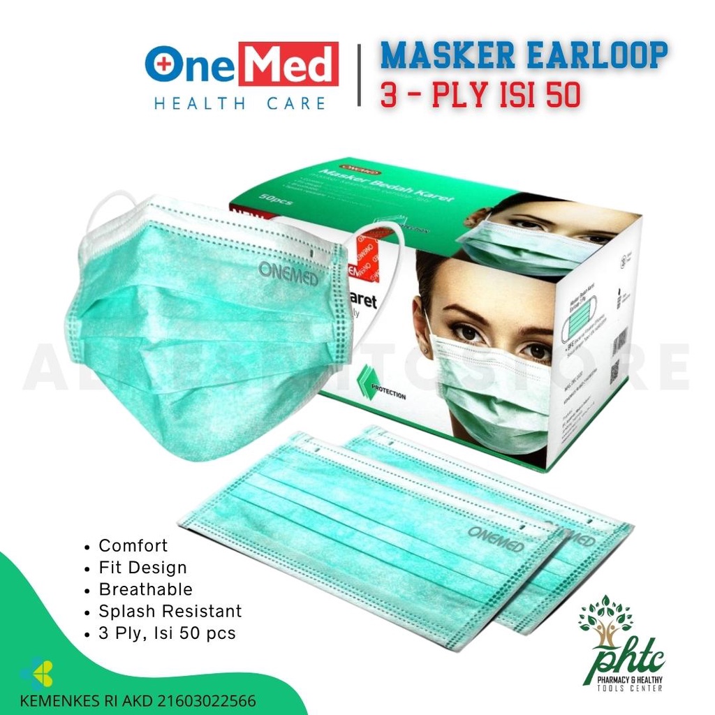 Jual ONEMED Masker 3 Ply Earloop Medis / Surgical Mask Onemed Isi 50 ...