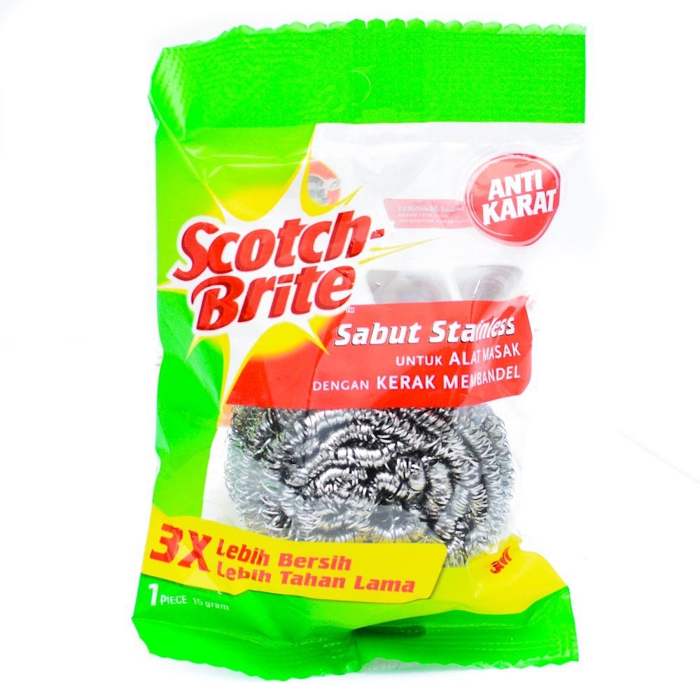 Jual Scotch Brite Spons Kawat T Stainless Steel Cuci Piring Daya Gosok Kuat Basic Sabut