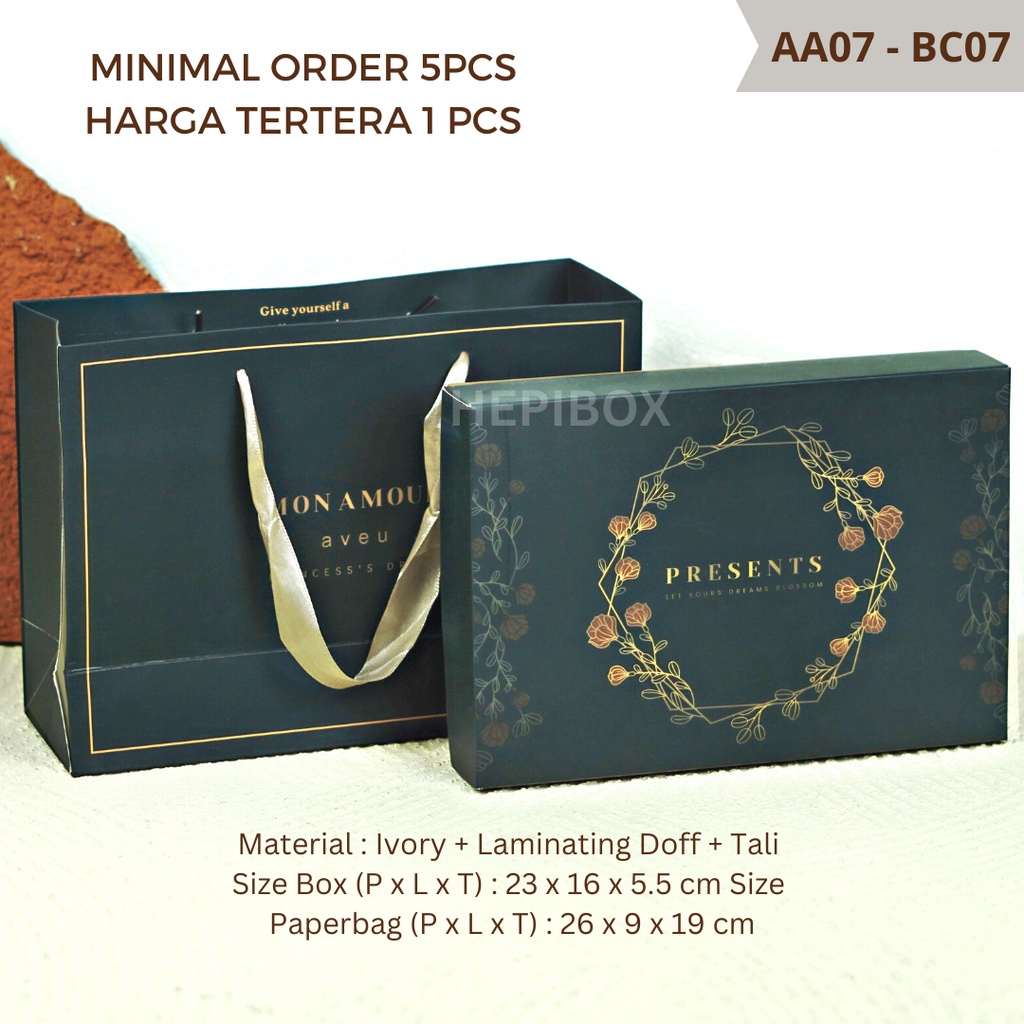 Jual Paper Bag Box Set Tebal / Box Mon Amour / Paperbag Motif Elegan ...