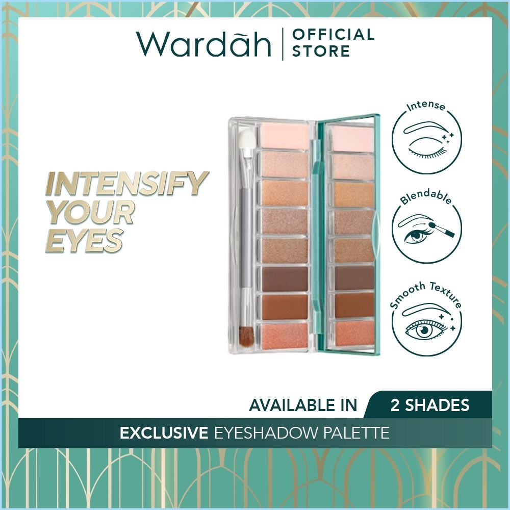 WARDAH Exclusive Eyeshadow Palette - 9 Warna Pigmented Yang Tahan Lama - Mudah Digunakan dan Blendable dengan Tekstur Lembut Mudah Menempel - Hasil Natural - Makeup