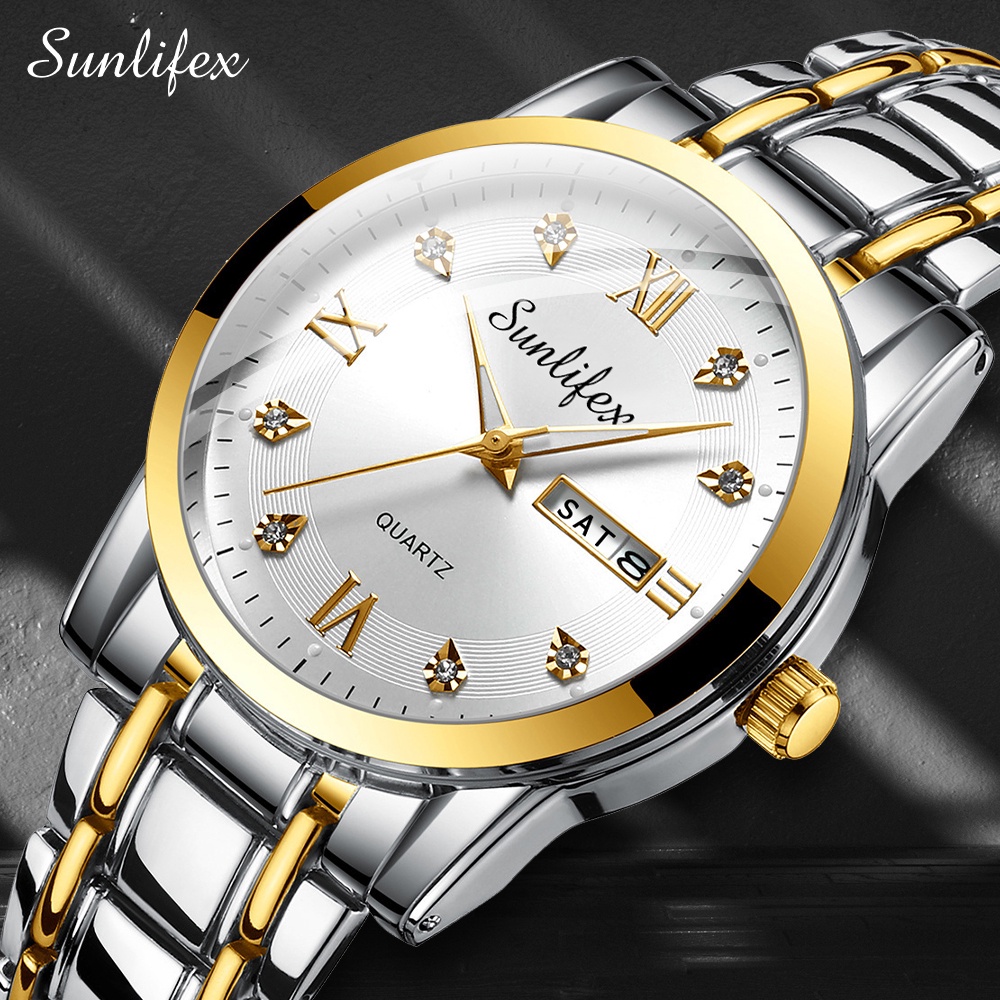 Jual Sunlifex Jam Tangan Pria Original Kuarsa Tali Stainless Steel
