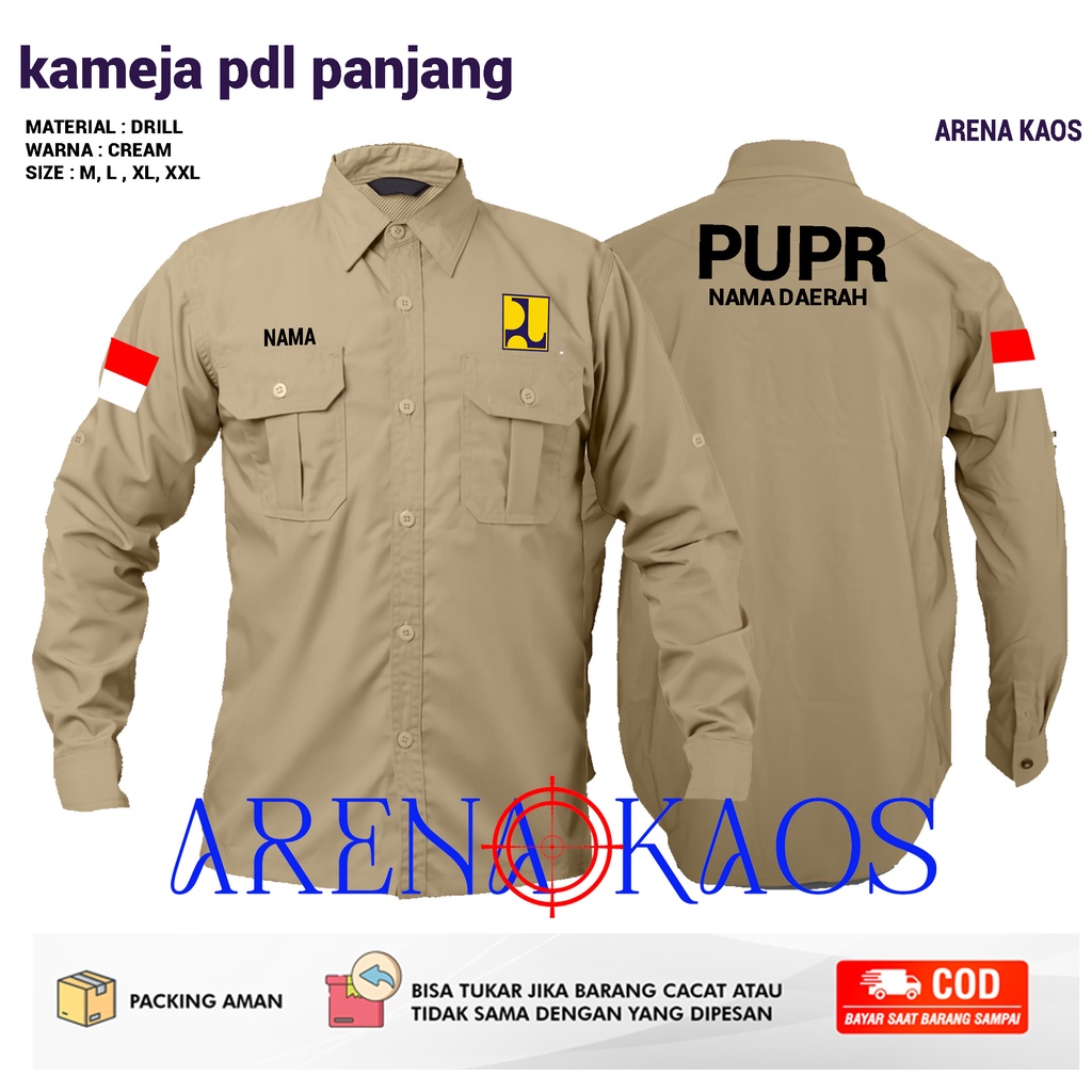 Jual Kemeja Pdl Pdh Lengan Panjang Pupr Kameja Pupr Kameja Custom