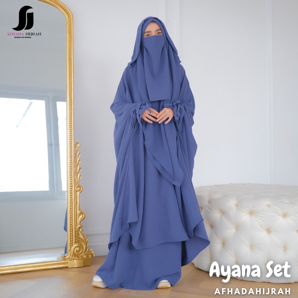 Jual Gamis Set Cadar Ayana Hoodie Crinkle Airflow Baju Dan Hijab Instan