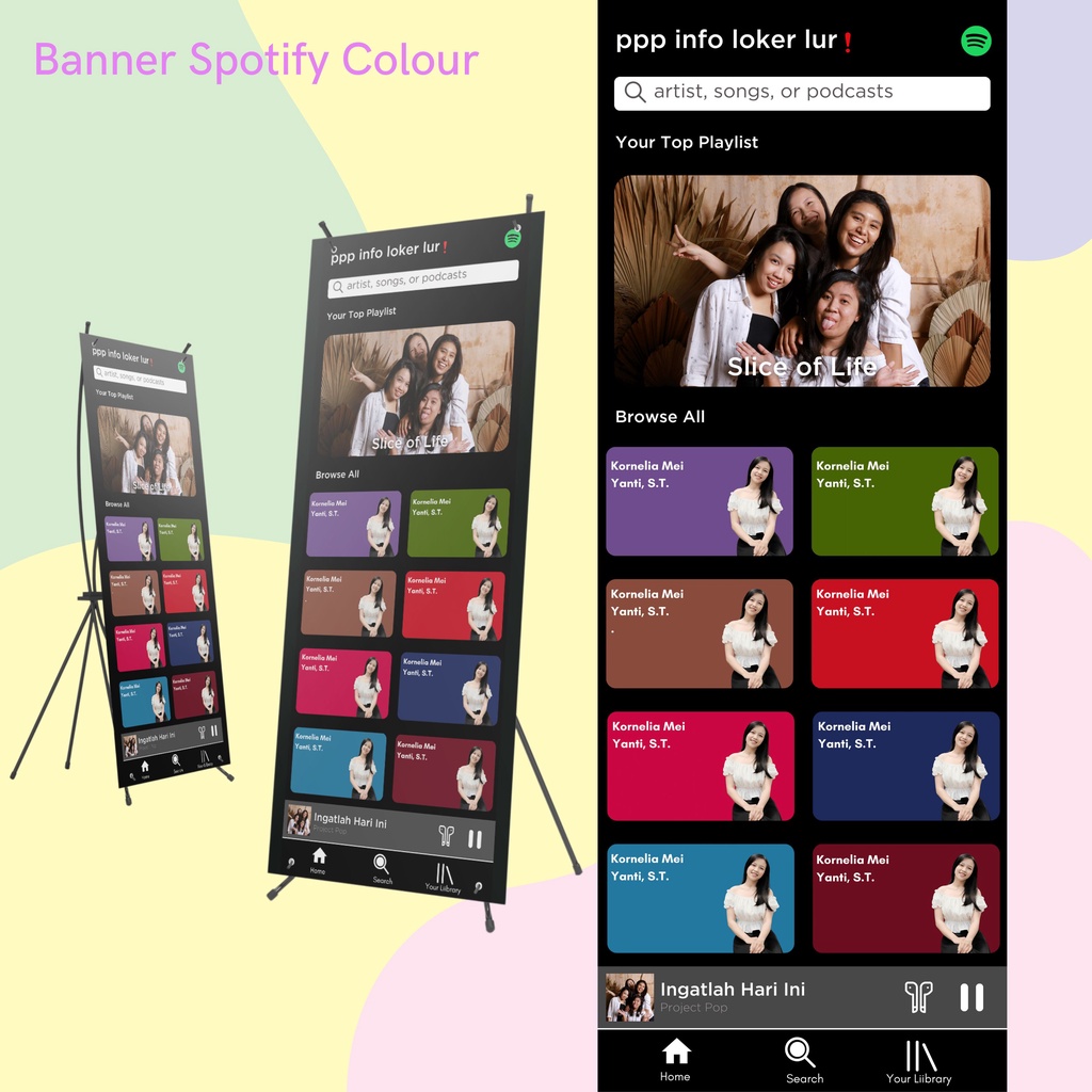 Jual CETAK BANNER WISUDA SPOTIFY COLOUR [X-BANNER UKURAN 160x60