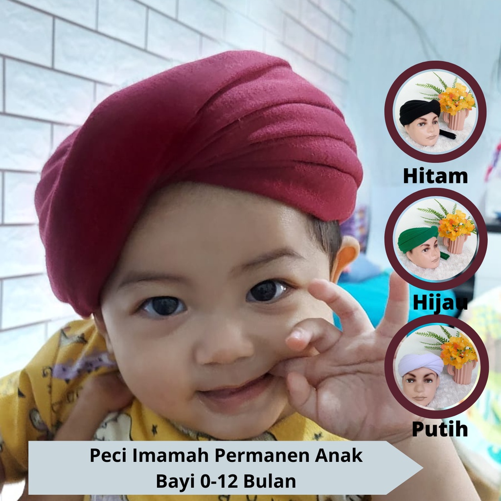 Jual Peci Imamah permanen Bayi 0 sampai 12 Bulan Peci Bayi I kopiah ...