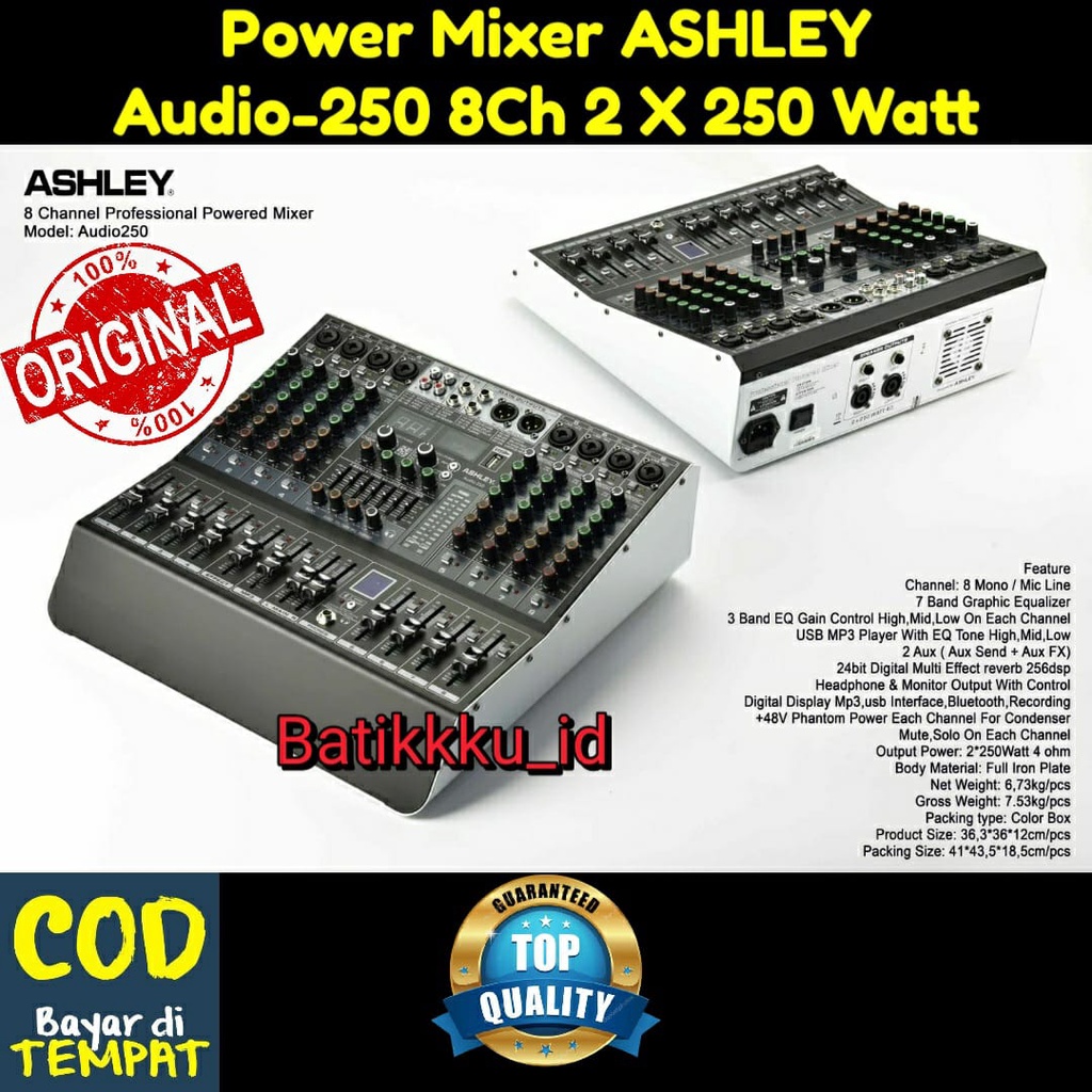 Jual POWER MIXER ASHLEY AUDIO 250 AUDIO250 8 CH ORIGINAL 2 X 250 WATT