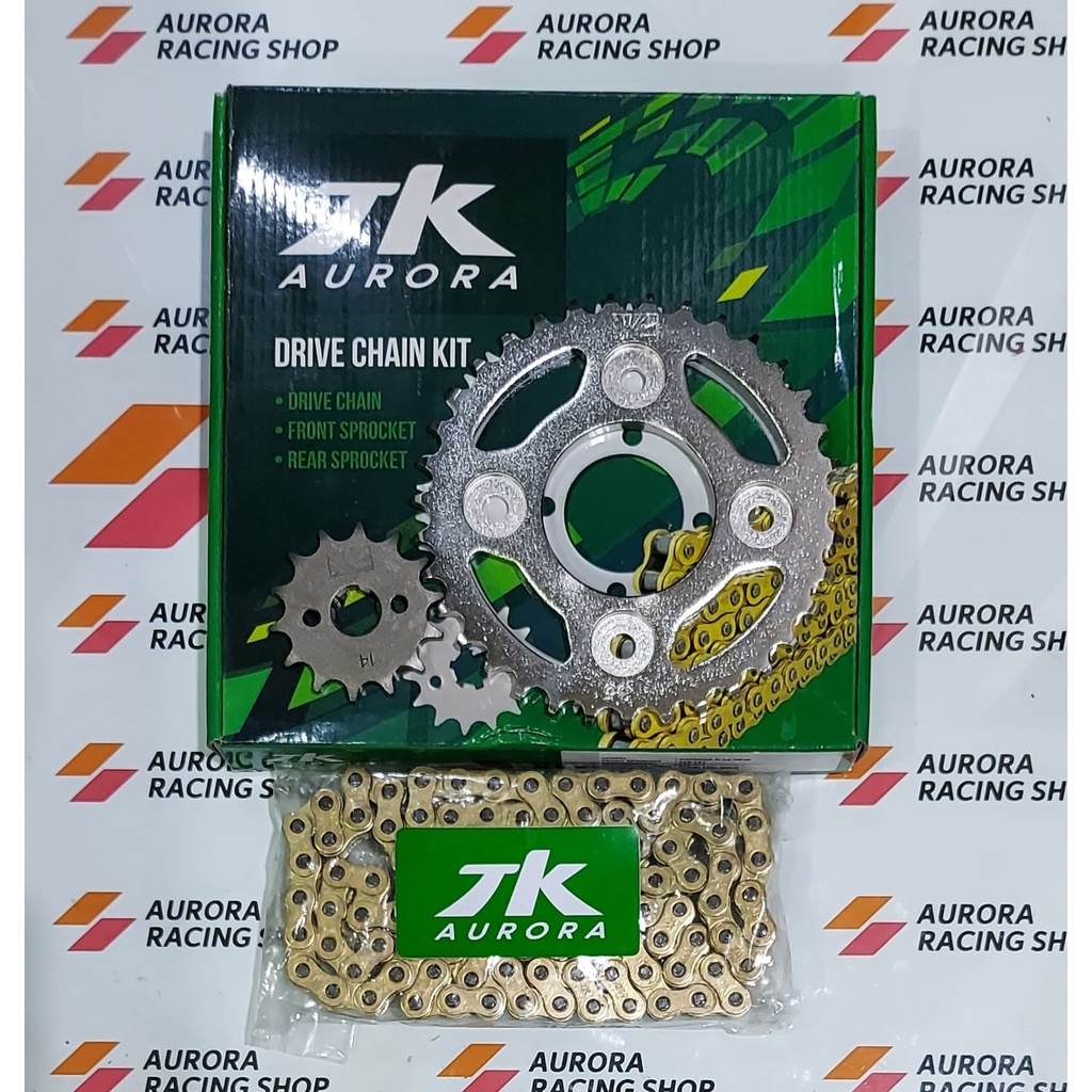 Jual TK AURORA GEAR SET SUPRA X 125 / KHARISMA ( 14T / 35T )& RANTAI