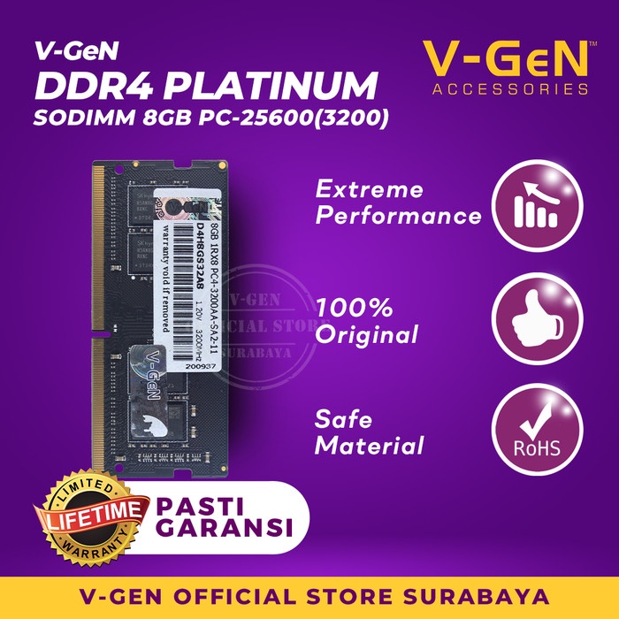 Jual Best Seller Ram Ddr4 Sodimm V-Gen 8Gb Pc25600/3200Mhz - Memory ...