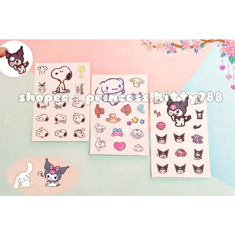 Jual Stiker Transparan Karakter Cinnamoroll Kuromi Snoopy   Stiker Hp 