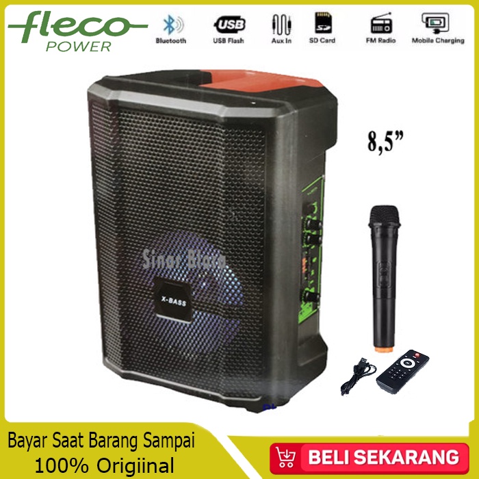 Jual Cod Speaker Fleco Ab Inch Free Mic Wereless Suara Super