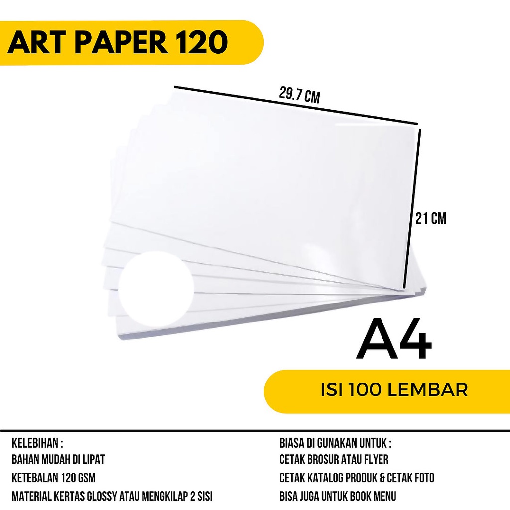 Jual Glossy Art Paper 120gsm A4 100 Lembar Kertas Mengkilap Sheet