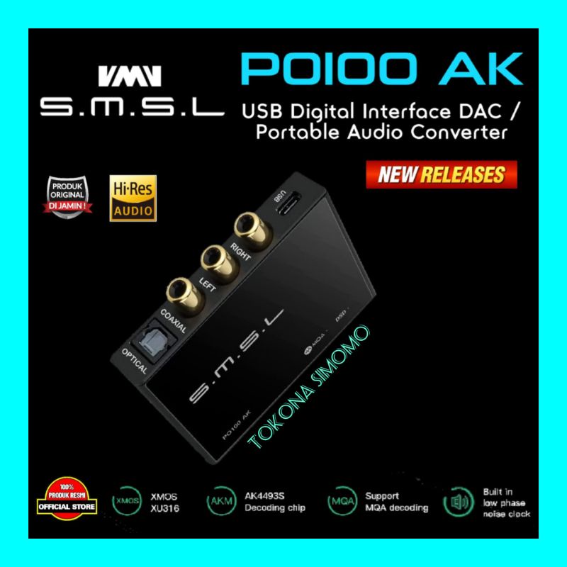 SMSL C100 AK4493S MQA DAC, DAC USB XMOS XU316 DSD512 PCM32Bit/768kHz per PC, Convertitore Analogico Digitale da USB/Bluetooth 5.0/Ottico/Coassiale a RCA, DACs Audio Hi-Fi