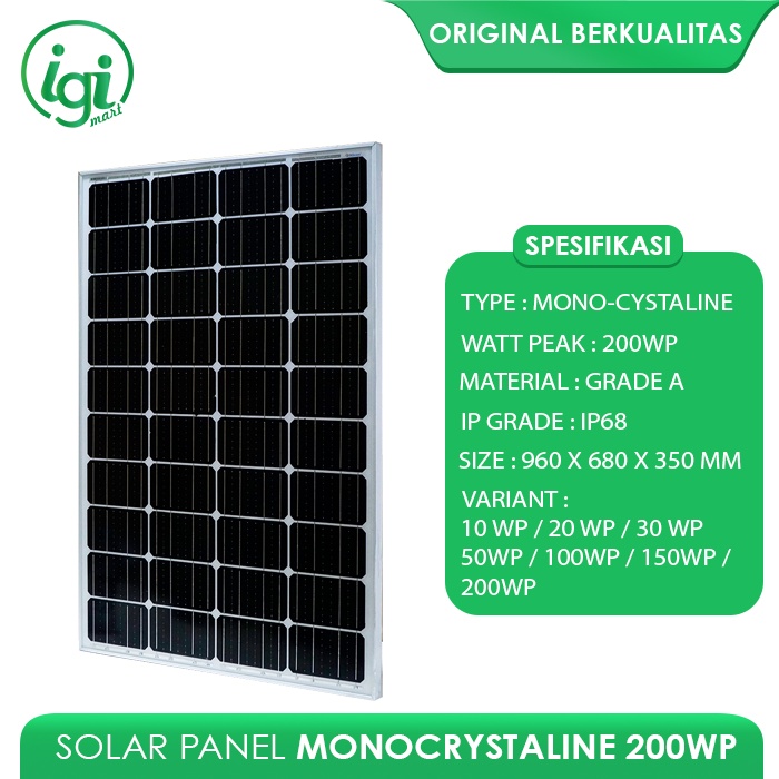 Jual SOLAR PANEL 200w / SOLAR CELL 200watt / PANEL SURYA 200WP MONO ...