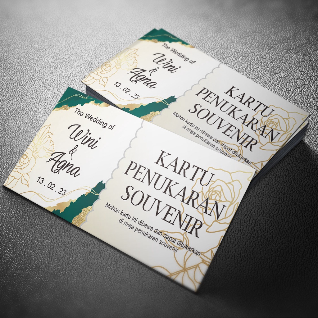 Jual Kupon Souvenir pernikahan Kartu Penukaran Souvenir 012C PL