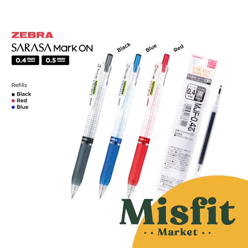 Jual ZEBRA Sarasa Mark On 0.4 / 0.5 mm Gel Pen Refill pulpen isi ulang ...