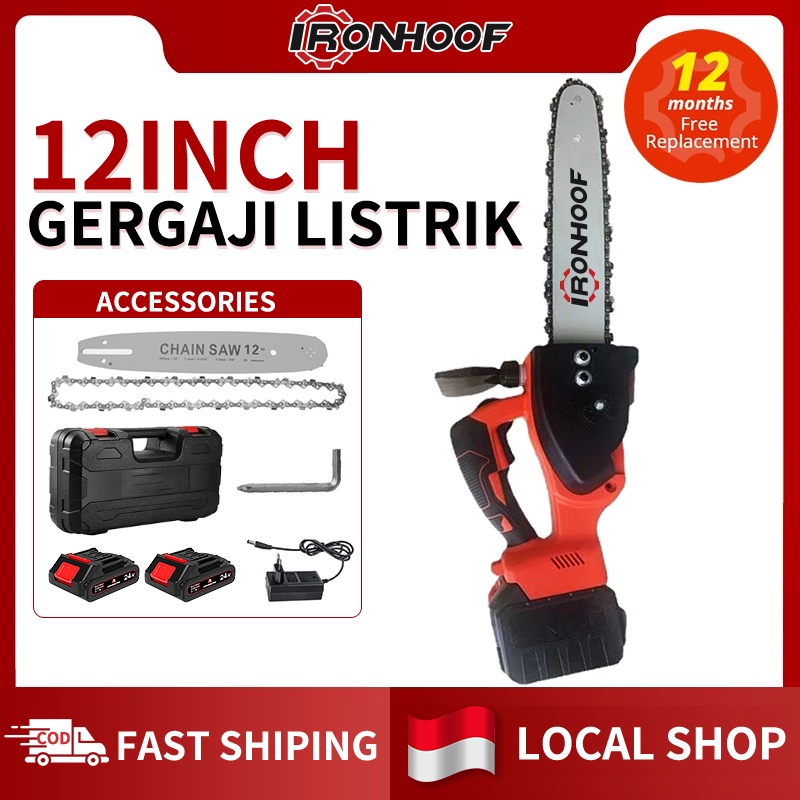 Jual IRONHOOF Chainsaw Gergaji Rantai Elektrik Mini 12 Inch/6 Inch / 4