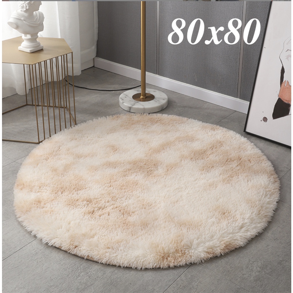 KARPET BULAT MEWAH KARPET BULU KAMAR TIDUR /RUANG TAMU /ALAS TIDAK LICIN 80X80