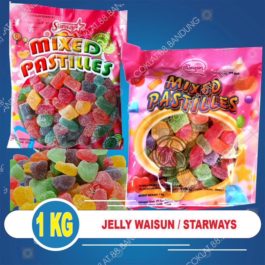 Jual WAISUN JELLY 1KG MIXED PASTILLES 1 KG HALAL, PERMEN JELI WAISUN
