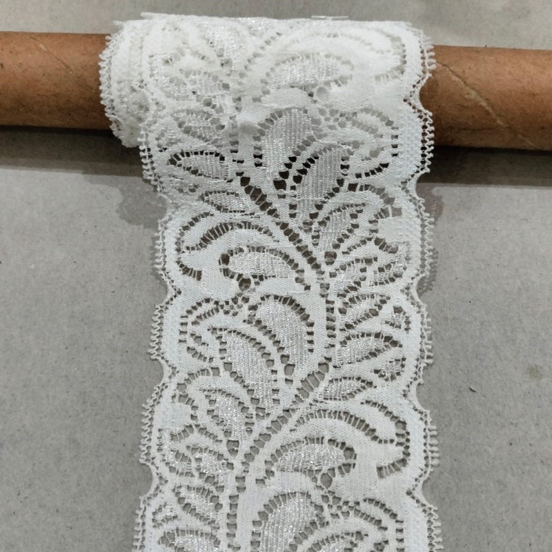 Jual renda Stretch renda elastis broken white harga permeter | Shopee ...