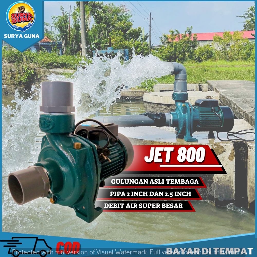 Jual POMPA AIR IRIGASI JET 800IRIT LISTRIK UKURAN PIPA 2 INCH SEMBURAN