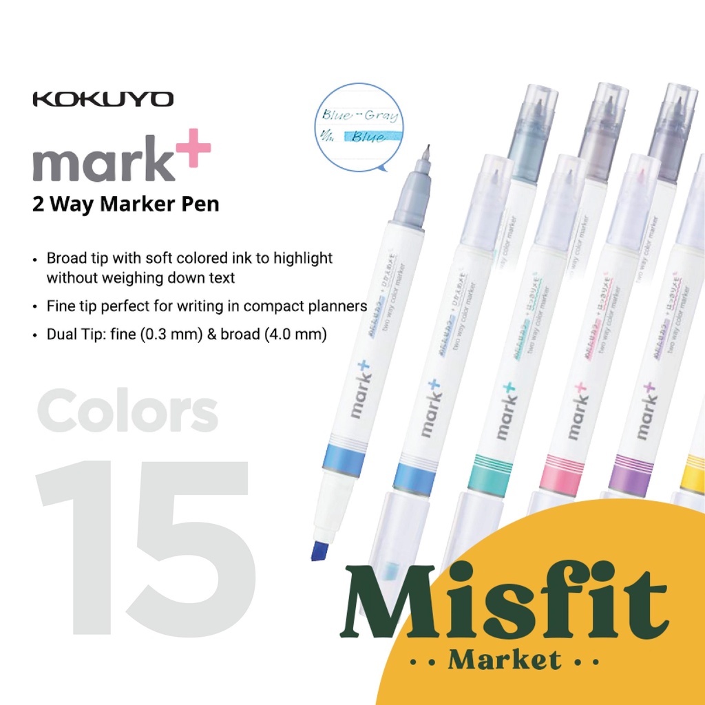 Kokuyo Mark 2 Way Marker Pen - Blue