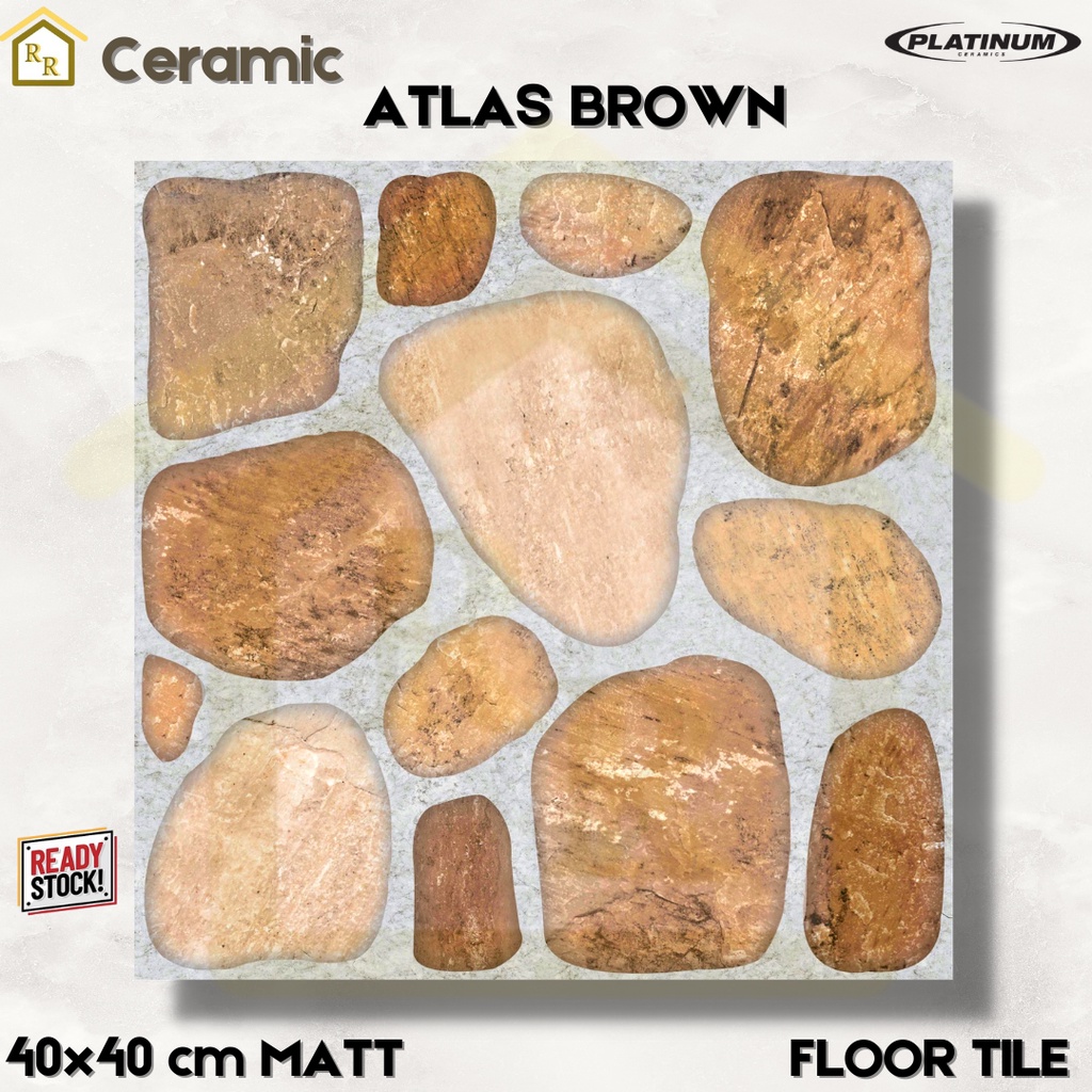 Jual KERAMIK LANTAI 40x40cm PLATINUM TILES Motif Atlas Grey and Brown