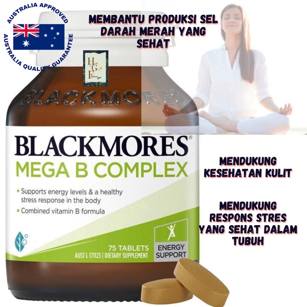 Jual Blackmores Mega B Complex Energy Support Vitamin B12 75 Tablets ...