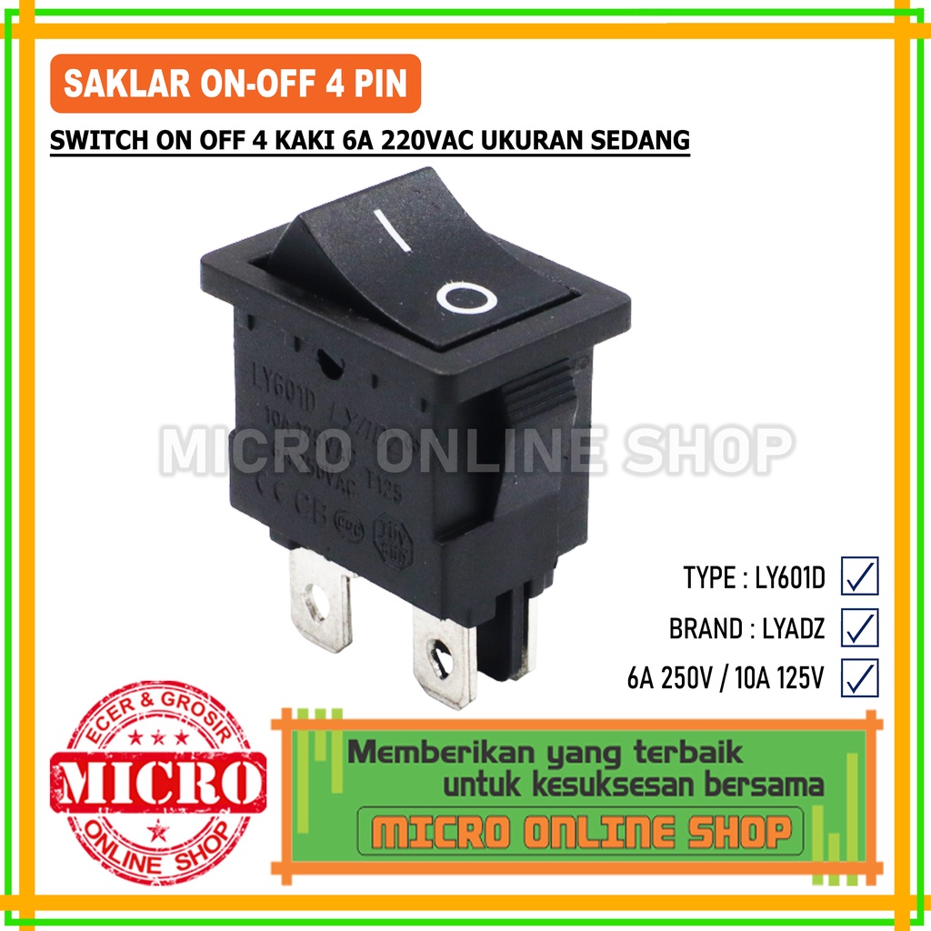 Jual Switch On-Off 4 Pin Sedang / Saklar On Off 4 Kaki Ukuran Sedang ...