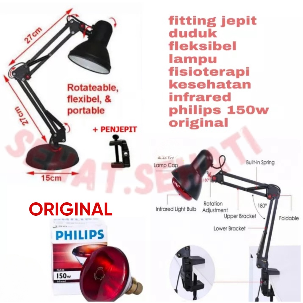 Jual Paket Lampu Terapi Infrared Philips Tiang + Bohlam 100 & 150 Watt ...