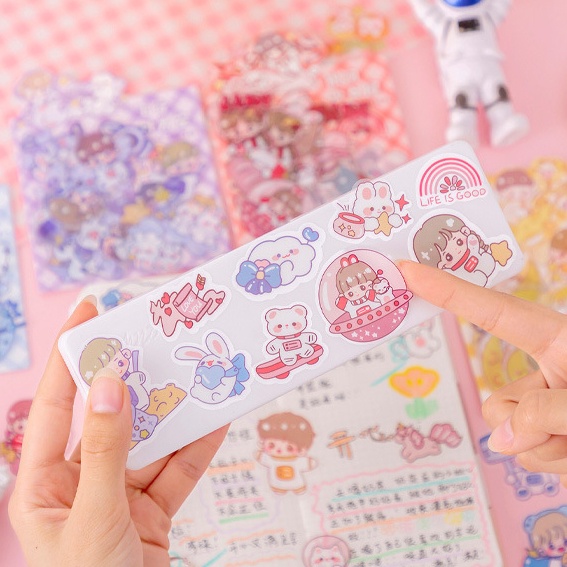 Jual 1 SET STICKER AESTHETIC GAMBAR KARTUN SPACE ANAK ANIMASI LUCU DIY