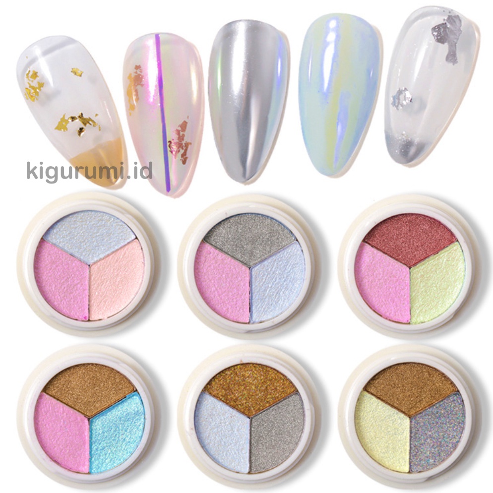 Jual Magic Mirror Nail Powder Solid Pigment 3 in 1 Nail Art titanium gold aksesoris kuku powder