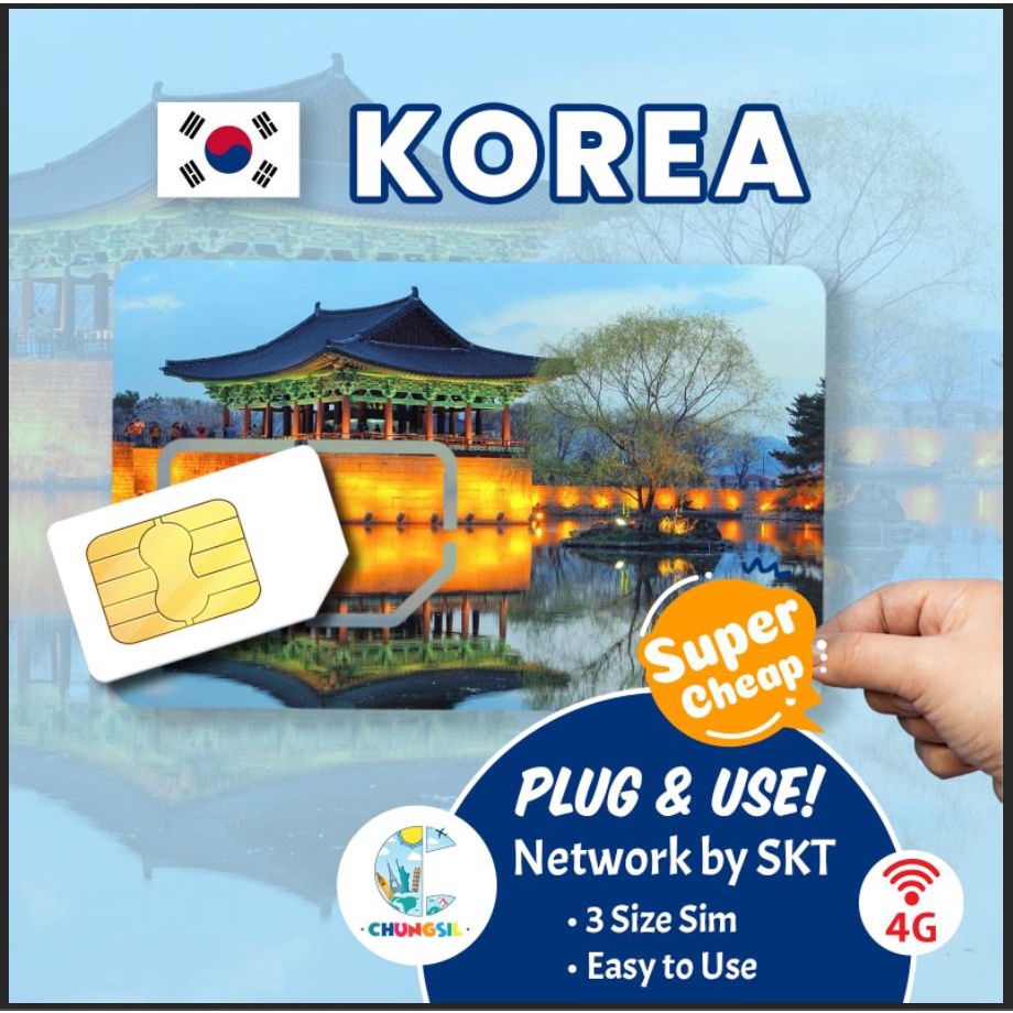 Jual Sim Card Korea 4G Simcard South Korea 15Days Fix Data Kuota