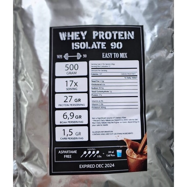Jual Whey Protein Isolate WPI 90 rasa Coklat 500 gram whey protein