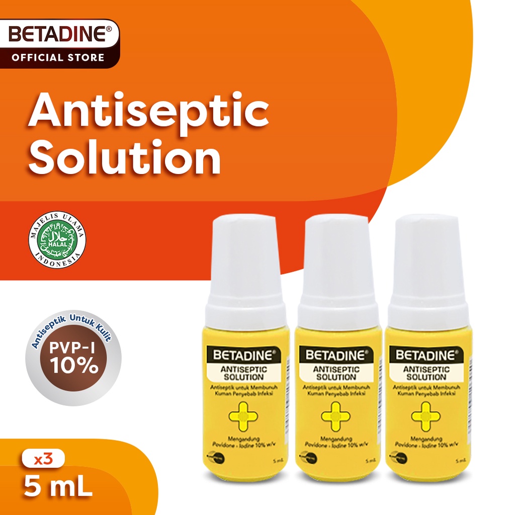 Jual Betadine Solution Obat Luka Antiseptik 5ml Triple Pack Shopee