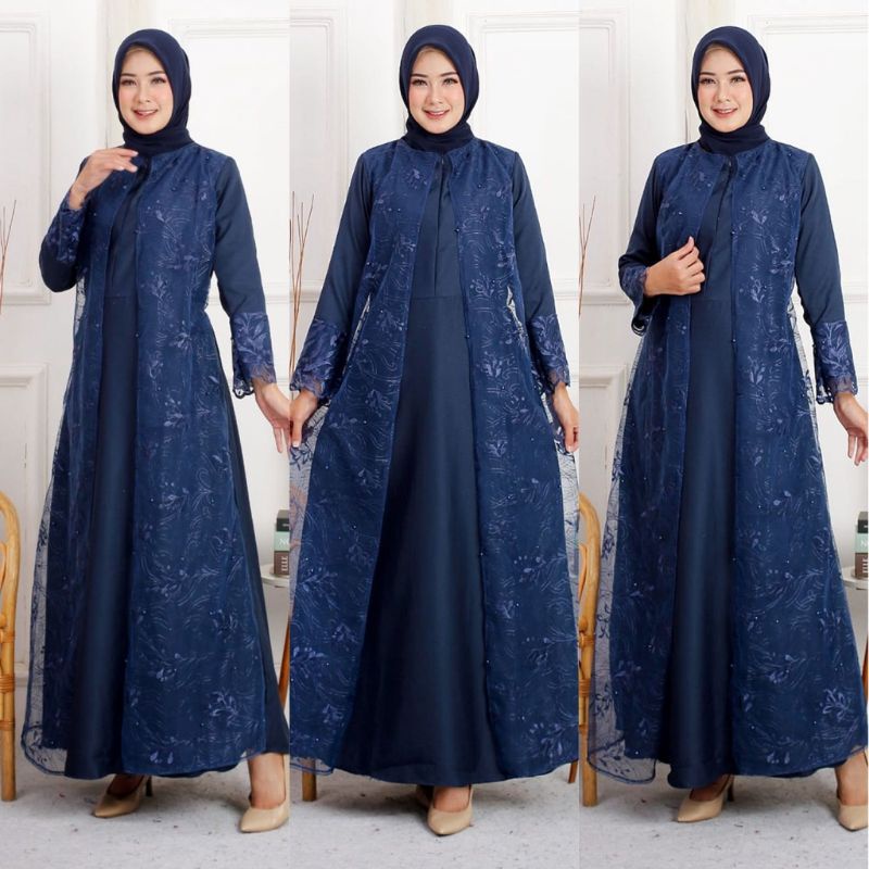 Gamis Hena Busui TilLe Bordir Mutiara.SIZE M-L-huXL-XXL