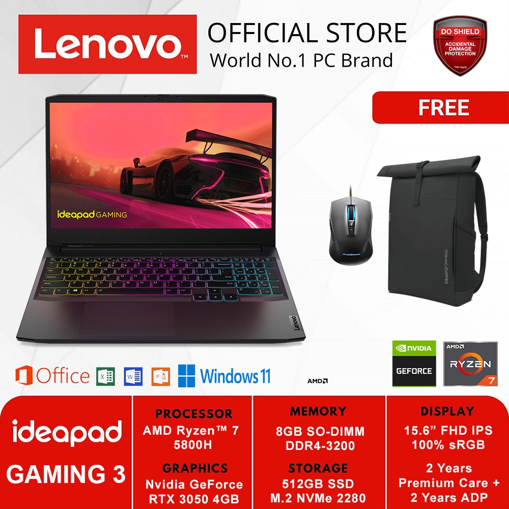 Jual Lenovo Ideapad Gaming 3 15ach6 Uyid Ryzen 7 5800h 8gb 512gb Rtx 3050 4gb Win11 Black 3578