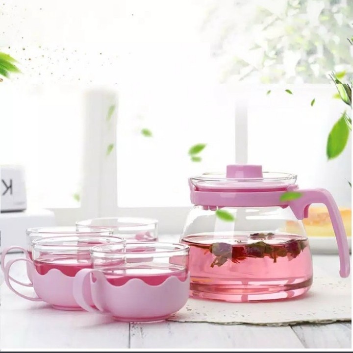 Jual Ags Tea Pot Set Gelas Cangkir Kaca 5in1 Shopee Indonesia 3233