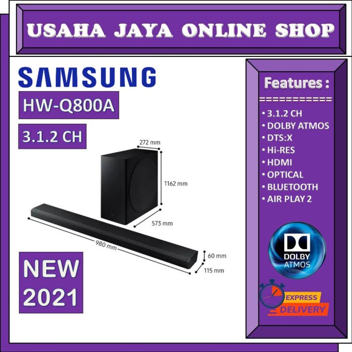 Jual Samsung HwQ800A Soundbar 3.1.2 Ch New 2021 Hwq800A Dolby Atmos