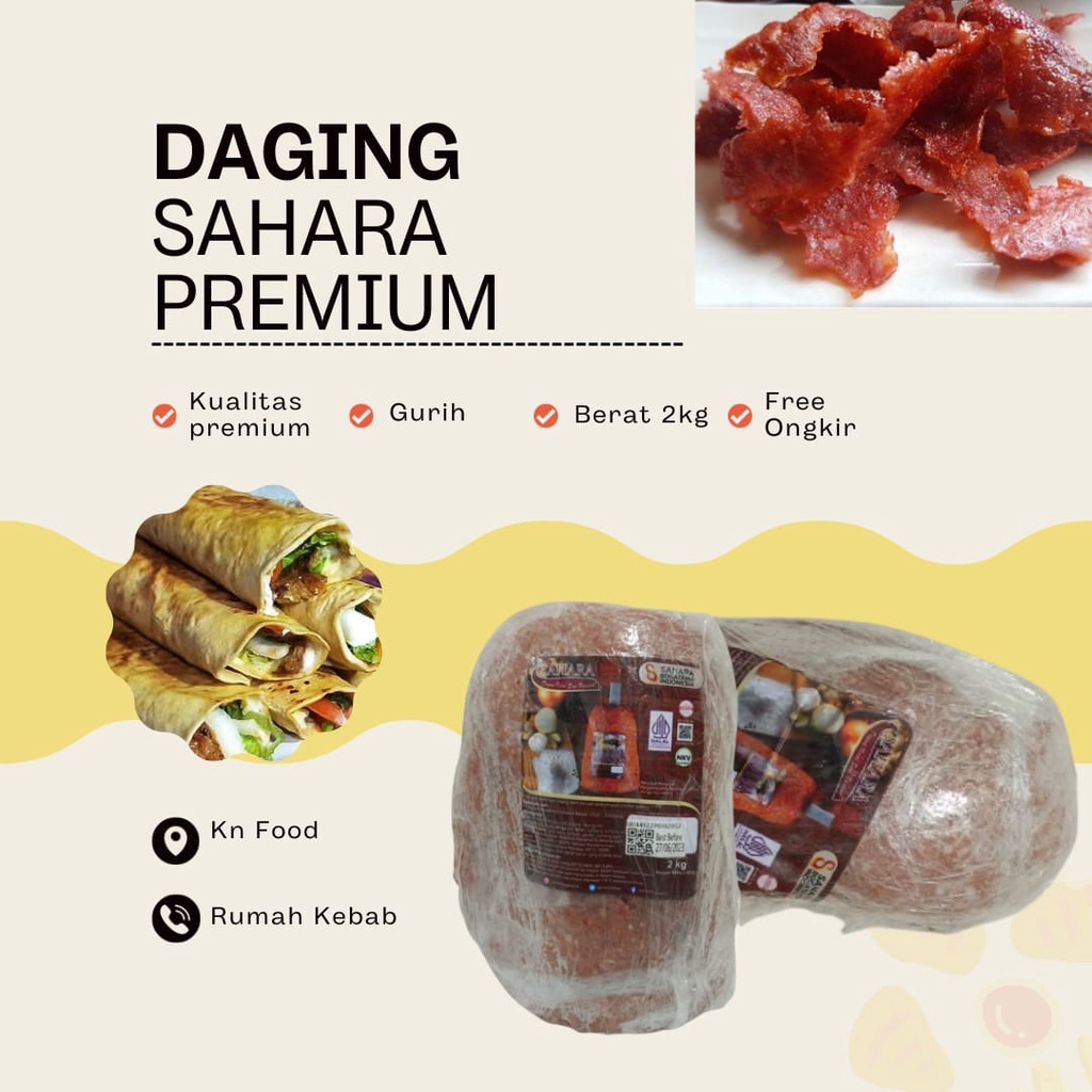 Jual Sahara Premium Daging Kebab Tanpa Tiang Berat Kg Shopee