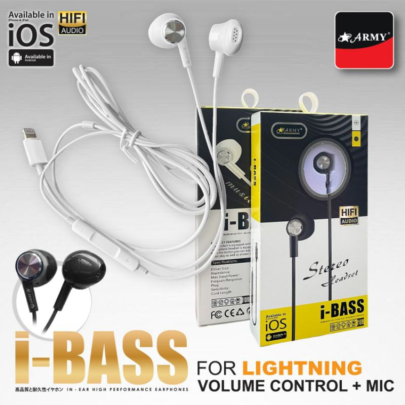 Jual HEADSET ARMY i BASS COLOKAN IPHONE VOLUME CONTROL + MIC FOR