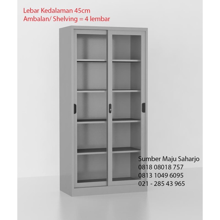 Jual Best Seller Lemari Arsip Besi Pintu Sliding Kaca Geser Lebar Cm