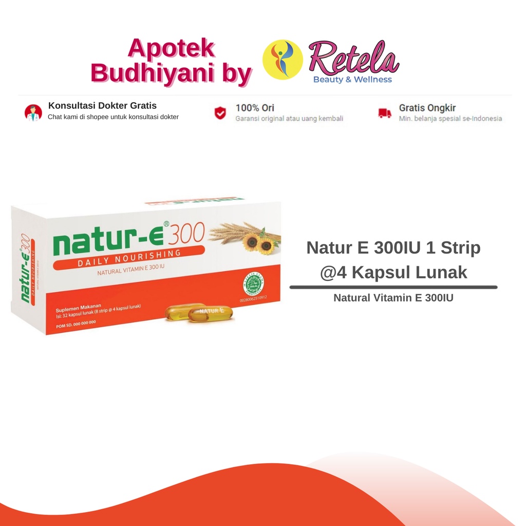 Jual Natur E 300 IU 1 Strip 4 Kapsul Lunak / Natural Vitamin E 300 IU Shopee Indonesia