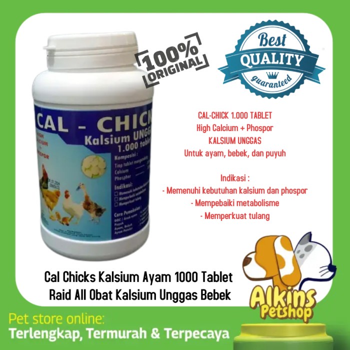 Jual OBAT VITAMIN TULANG AYAM CALCIUM CAL CHICK KALSIUM 1000 KAPSUL